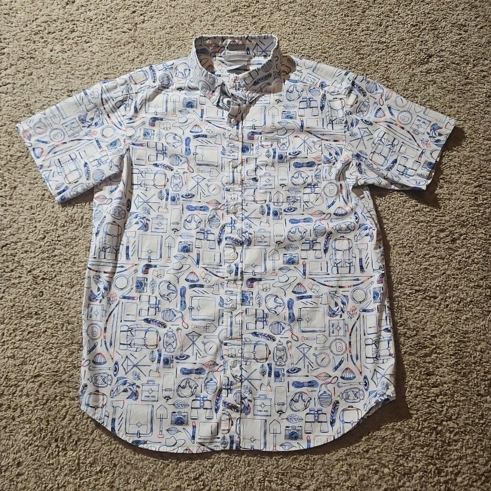 Columbia Shirt‎ Mens Small Rapid Rivers Camping Hiking Fishing AOP
